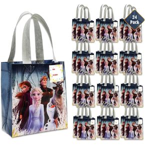 Disney Frozen Party Favor Bags Set – 24 Pack of 8" Frozen Party Goodie Bags for Kids Bulk Reusable Mini Totes | Disney Frozen Birthday Party Supplies