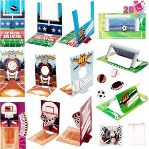 JOYIN 28 pcs Fun Sports Game Card and Erasers for Kids Party Favor, Classroom Exchange Prizes wih Valentine’s Greeting Cards