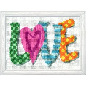 Design Works Crafts Love Needlepoint Kit, 7"x5" Stitched in Yarn