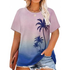 Plus Size Beach Shirts for Women Short Sleeve Hawaiian Shirt Casual Summer Vacation Blouses