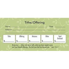 1 X Offering Envelope - Tithe/Offering/Missions/Other (Deut 12:6-7)