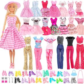 Movie Doll Costume Clothes Set for 11.5 Inch, Doll Clothes and Accessories with Movie Doll Pink Outfit Suit Clothes Fashion Dress Skirt Jeans T-Shirt Pants Hat Shoes for Girls Xmas Birthday Gift