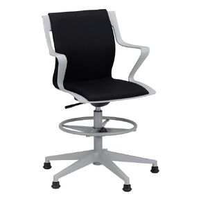 Learniture Cascade Adjustable-Height Mobile Drafting Chair with Foot Ring, High Stool with Wheels for Standing Desk Workstation (Set of 2)