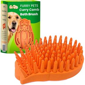 GoPets Curry Comb Bath Brush for Cleaning & Grooming, Silicone Shampoo Scrubber for Shedding & Massage, Rubber Dog Wash & Grooming Brush, Pet Bath Supplies for Long & Short Hair Dogs & Cats