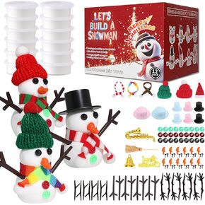 بناء طقم ثلج Snowman Christmas Crafts ، نمذجة طين الثلج DIY KIT ، Creative Kids Air Dry Modeling Clay ، عيد الميلاد الحرف عيد الميلاد ديكور ديكور هدية (12 جهاز كمبيوتر)