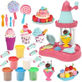 Color Dough for Kids Kitchen Creations Noodle Maker Pasta Party Playset with 5 Cans Color Dough for Toddlers 3+