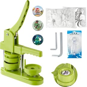 Button Maker Machine 25mm - Installation-Free 0.98 in (About 1 Inch) DIY Pin Badge Button Maker Press Machine,Badge Punch Press Button Maker Kit with Free 50pcs Button Parts(Green)