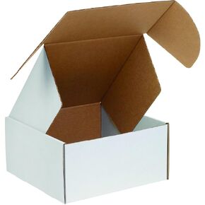 Boxes Fast BFMFL10105 Deluxe Literature Cardboard Mailers, 10 x 10 x 5 Inches, Corrugated Die-Cut Shipping Boxes, Medium White Mailing Boxes (Pack of 50)