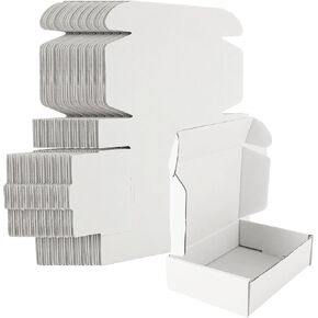 50 Pack 5.8x3.8x1.5 Inches White Shipping Boxes, Kraft Corrugated Cardboard Box Small Flat Shipping Packaging Boxes for Mailing Small Business Jewelry Craft Ornament Gift Packaging Supplier