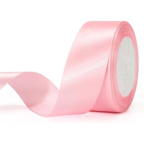 joycraft Solid Color Satin Ribbon, 1-1/2 Inch x 25 Yards Fabric Ribbon, Thin Fabric Ribbons Roll, Satin Fabric Ribbons for Gift Wrapping Floral Hair Craft Valentine's Day Party Decor(Pink Ribbon)
