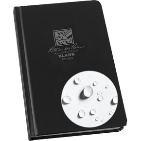 Rite in the Rain Weatherproof Hard Bound Cover Sketchbook Notebook, 4.75" x 7.5", Black Cover, Blank Page Pattern (No. 730F)