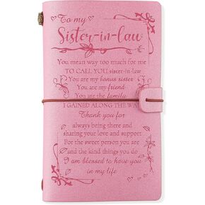 PRSTENLY Gifts for Sister In Law, Sister In Law Gifts Leather Journal 140 Page Refillable Journal, Christmas Graduation Birthday Mothers Day Gifts for Sister In Law