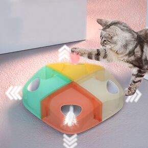 Automatic Interactive Cat Toys for Indoor Cats, Whack a Mole Electric Feather Moving Cat Toy,Motion Activated USB Rechargeable DIY Color Automated Cat Toys