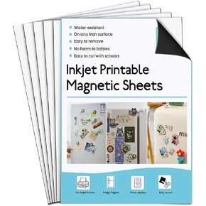 Printable Waterproof Magnetic Sheets for Inkjet Printers – 8.5x11 Inch, 2 Sheets, White Flexible Magnetic Paper for DIY Crafts, Photo Magnets, and Home Projects