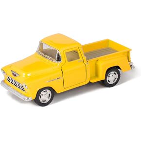 KiNSMART 1955 Chevrolet Step Side Pickup Truck, 1:32 Scale, Die Cast Metal, Yellow, 5 Inch