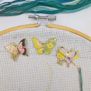 3 Pieces Multicolor Butterfly Needle Minder for Cross Stitch,Needle Minder Magnet-Embroidery Needlework Accessories