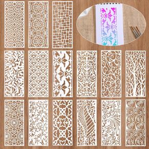 15 PCS الحدود الإستنسل للطلاء ، والستنسل الأرواح القابلة لإعادة الاستخدام للاحتفال بأثاث الحرف الكعكة الكعكة ،