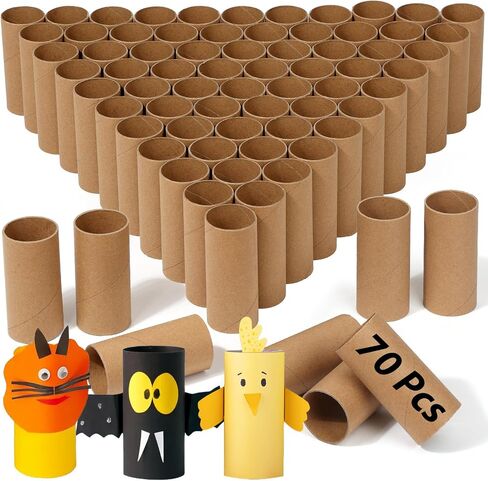 MAPVOLUT 70 Pieces Cardboard Tubes for Crafts, Brown Kraft Toilet Paper Rolls for Crafts - 1.5 x 3.2 Inches Strong and Pressure-Resistant Tubes for School Supplies Classrooms Kids DIY Art in Kuwait