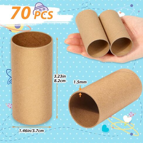 MAPVOLUT 70 Pieces Cardboard Tubes for Crafts, Brown Kraft Toilet Paper Rolls for Crafts - 1.5 x 3.2 Inches Strong and Pressure-Resistant Tubes for School Supplies Classrooms Kids DIY Art in Kuwait