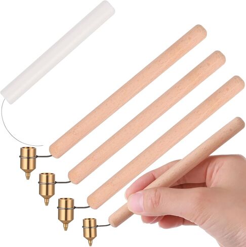 4 Pcs 0.3 mm Hot Wax Pen Medium Brass Tip Wooden Handle Painting Ruling Pen Ukrainian Easter Egg Decorating Kit Candle Painting Supplies in Saudi Arabia