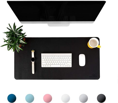 Desk Mat-Office Mouse Pad with Anti-Slip Suede Bottom31.5x15.7-inch Desk Pad for Men and Women and Practical-Waterproof Soft PU Leather Design with Strengthened Edge Finish (Black) in Saudi Arabia