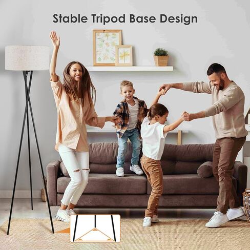 مصباح أرضيات ترايشاري ترايبود ، 63 بوصة في منتصف القرن ، مصابيح دائمة لغرفة المعيشة ، مصباح طويل طويل القامة مع مصباح 3000K-6000K E26 ، مصباح أرضي رجعية لمزرعة غرفة النوم in Kuwait