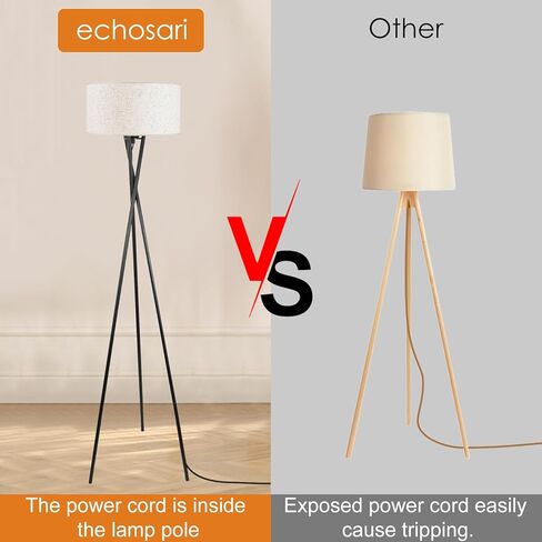 مصباح أرضيات ترايشاري ترايبود ، 63 بوصة في منتصف القرن ، مصابيح دائمة لغرفة المعيشة ، مصباح طويل طويل القامة مع مصباح 3000K-6000K E26 ، مصباح أرضي رجعية لمزرعة غرفة النوم in Kuwait