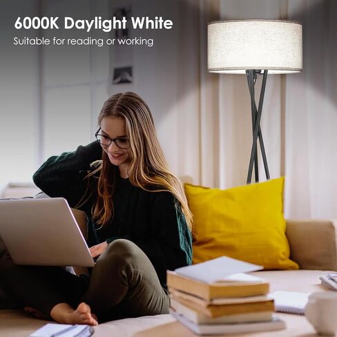 مصباح أرضيات ترايشاري ترايبود ، 63 بوصة في منتصف القرن ، مصابيح دائمة لغرفة المعيشة ، مصباح طويل طويل القامة مع مصباح 3000K-6000K E26 ، مصباح أرضي رجعية لمزرعة غرفة النوم in Kuwait