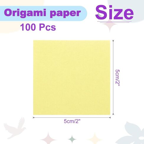 DMiotech 100 Sheets 2x2 Inch Origami Paper, Light Yellow Square Origami Paper Easy Fold Double Sided Paper for DIY Arts and Crafts in Kuwait