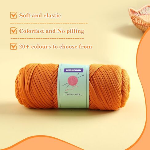 2 Skeins Tshirt Yarn for Crochet,Soft T Shirt Yarn for Crocheting Bag/Basket/Home Decor,Trapillo para Tejer a Crochet Bolsas with 1 Crochet Hook,Each Ribbon Yarn 7oz, 65yd (Denim Blue) in Saudi Arabia