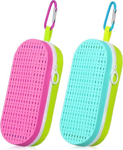 2 Pcs Swim Goggle Case for Swimming Goggles Silicone Protective Cases with Drain Hole Zipper Sunglasses Case with Clip for Goggles Sports Women Men Kids Swimmer Gifts in Saudi Arabia