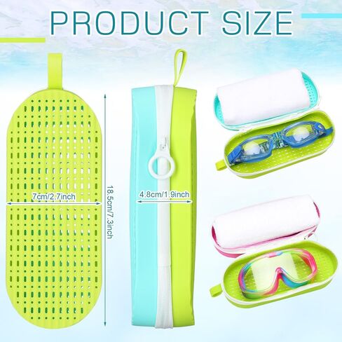 2 Pcs Swim Goggle Case for Swimming Goggles Silicone Protective Cases with Drain Hole Zipper Sunglasses Case with Clip for Goggles Sports Women Men Kids Swimmer Gifts in Saudi Arabia