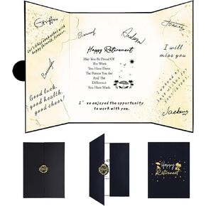 Holkcog Black Gold Retirement Party Decorations,Black Gold Giant Happy Retirement Guestbook Fun Beach Themed Retirement Party Signature Book,Best Retirement Gifts for Women Men, Retire Signing Boards…
