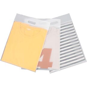 T Shirt Bags for Clothing, 10x13 inch, Pack of 100, Strong & Durable Resealable 3 Mil Thick Packaging Plastic Bags for Business Packing Shipping Travel, Frosted Package Bags, with Handle