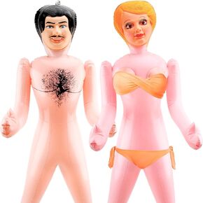 2 Pack 59 Inch Funny Inflatable Doll Life Size Blow Up Tricky Doll for Halloween Gag Prank Props Tricky Game Bachelorette Party, 2 Styles