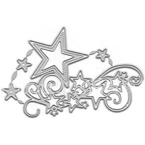1Pc Silver Star Cluster Edge Cutting Dies for Card Making,Stencils for DIY Scrapbooking Photo Album Decor Embossing,Snowflake Stars Border Flower Strip Cutting Dies Cut,Die-Cutting and Embossing
