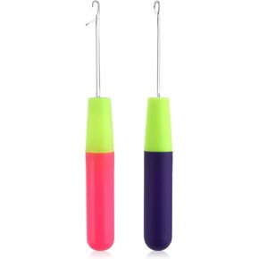2 Packs Latch Hook Crochet Needle Latch Hook Tool, Latch Hook Tool for Crochet Braids Hair Extension Micro Braids Multi-Purpose Knitting Needles(5.0mm+3.8 mm)