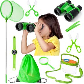 Mallmall6 Bug Catcher for Kids - Spring Outdoor Explorer Kit ، حشرات اللحاق بالألعاب مع شبكة فراشة مجهر مع مقبض طويل إضافي ، هدية المغامرة الطبيعة للأطفال الفتيات من 3 إلى 12 سنة