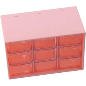 Cute Nine Grid Desktop Drawer Box, Dormitory Hand Ledger Divided Storage Box, 9 Compartments Plastic Desk Organizer(Pink)