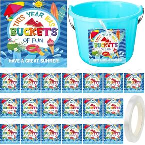 48 Pcs Happy Summer Gift Tags with String End of Year Gift Tags Last Day of School Labels End of Summer Vacation Tags Classroom Graduation Party Favor for Beach Pool Goody Bag(Bucket)