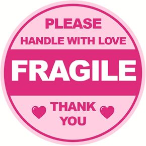 Fragile Sticker for Shipping,2 inch 300pcs Cute Fragile Sticker Handle with Care Thank You Label for Box Shipping