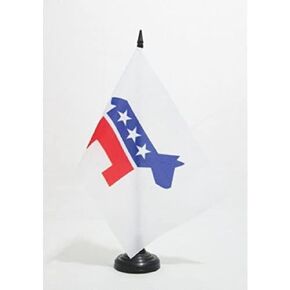 US Democrat Party Table Flag 5'' x 8'' - american democratic Desk Flag 21 x 14 cm - Black plastic stick and base - AZ FLAG