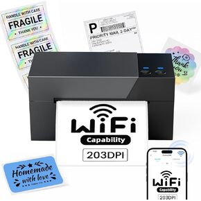 WiFi Shipping Label Printer 4x6 - Wireless Thermal Shipping Label Printer for Packages, Small Business, Office, Home, Compatible with Ebay, USPS, Shopify, Amazon