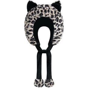 Markest Plush Leopard Hat Novelty Animal Hat Leopard Hat with Ears Furry Winter Hat Party Costume Hood