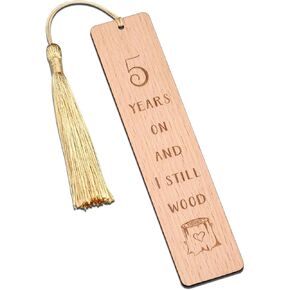 Wooden Bookmark 5 Year Anniversary Wood Gift for Him Her, 5th Anniversary Wooden Gifts for Wife Husband, 5 Year Marriage Gifts Anniversary for Couple, Fifth Anniversary Valentines Gifts for Women Men