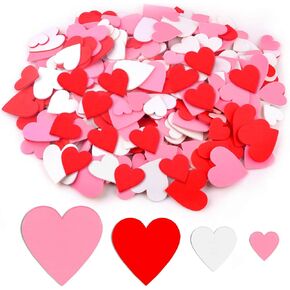 600 Pieces Foam Heart Stickers Valentine's Day Wedding Foam Craft Hearts Colorful Foam Stickers Scrapbook Decorations Self-Adhesive Foam Stickers (Color 2)