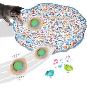Interactive Automatic Cat Toy Cat Toys for Indoor Cats Motion Activated Hide and Seek with Moving Chirping Sounds, USB Rechargeable