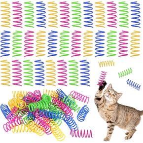 400 PCS Cat Spring Toys, 2.1Inch Colorful Plastic Cat Spring Toy, Indoor Interactive Spring Coil, Elastic Bouncy Cat Toy, Interactive Spiral Toy for Cats Kittens Hunting Swatting Chasing Biting