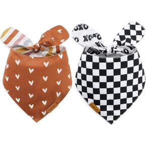 2PC Double-Sided, Durable Lightweight, Wrinkle Resistant Dog Bandana (Small)
