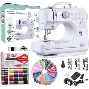 Sewing Machine Portable mini Electric Sewing Machine for beginners 12 Built-in Stitches 2 Speed with Foot Pedal，Light, Storage Drawer.